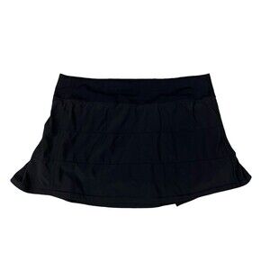 Lululemon Pace Rival Mid-Rise Skort Long Women's Sz 12 Black Tennis Pockets